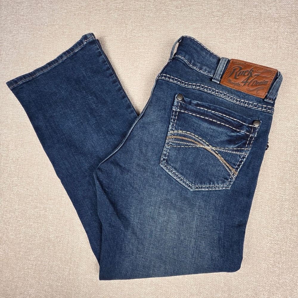Rock 47 by Wrangler Mens Slim Boot Jeans Medium Wash Blue MRB47CO 36x30